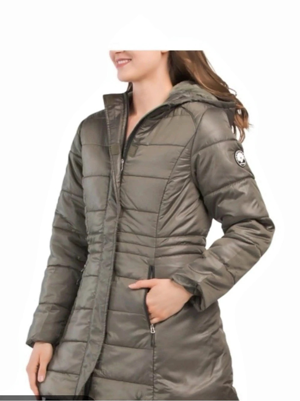 Spyder Women's Hooded Puffer Jacket olive green Small New w/o tags